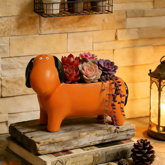 # Dachshund-Shaped Succulent Flower Pot Ornament