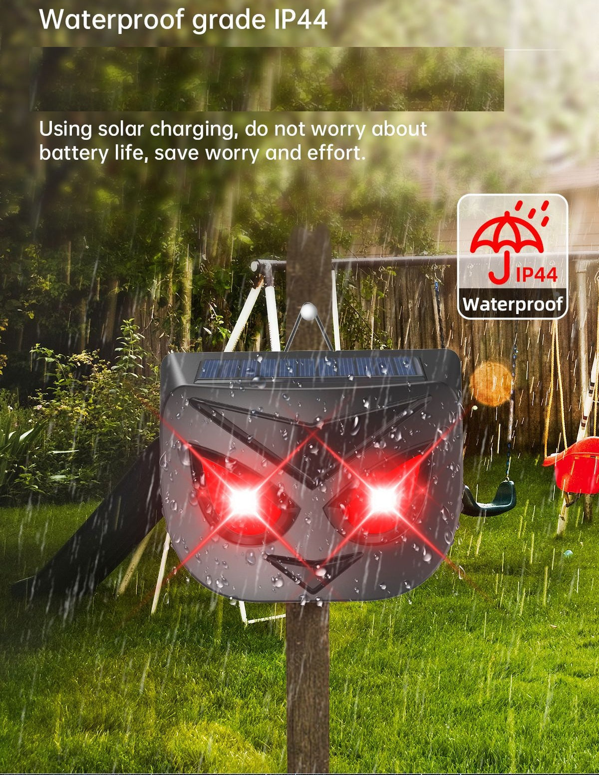 # Solar-Powered Flashing Outdoor Animal Repeller