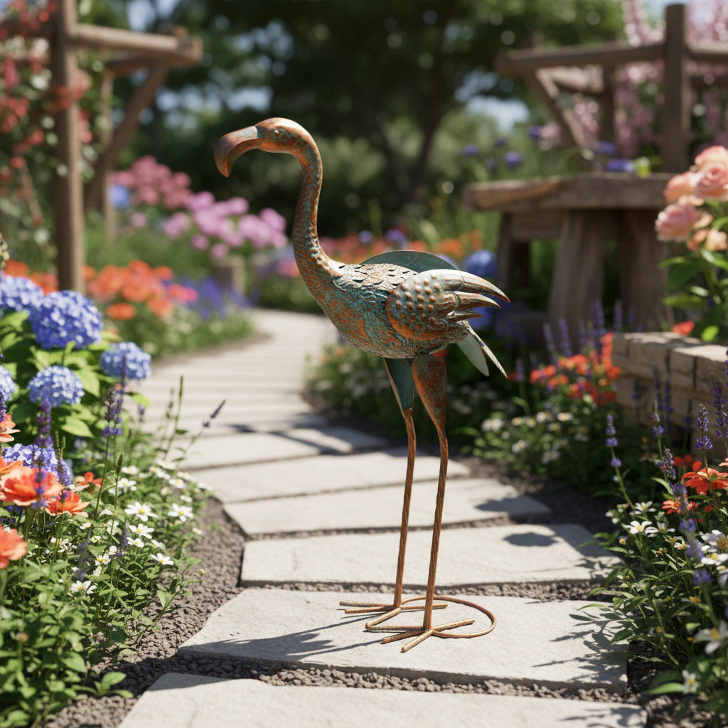 # Retro Iron Flamingo Sculpture Ornament