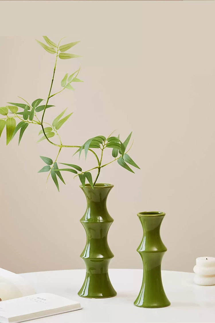 Bamboo-Shaped Ceramic Miniature Vase Ornament