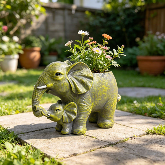 # Mother and Child Elephant Flower Pot