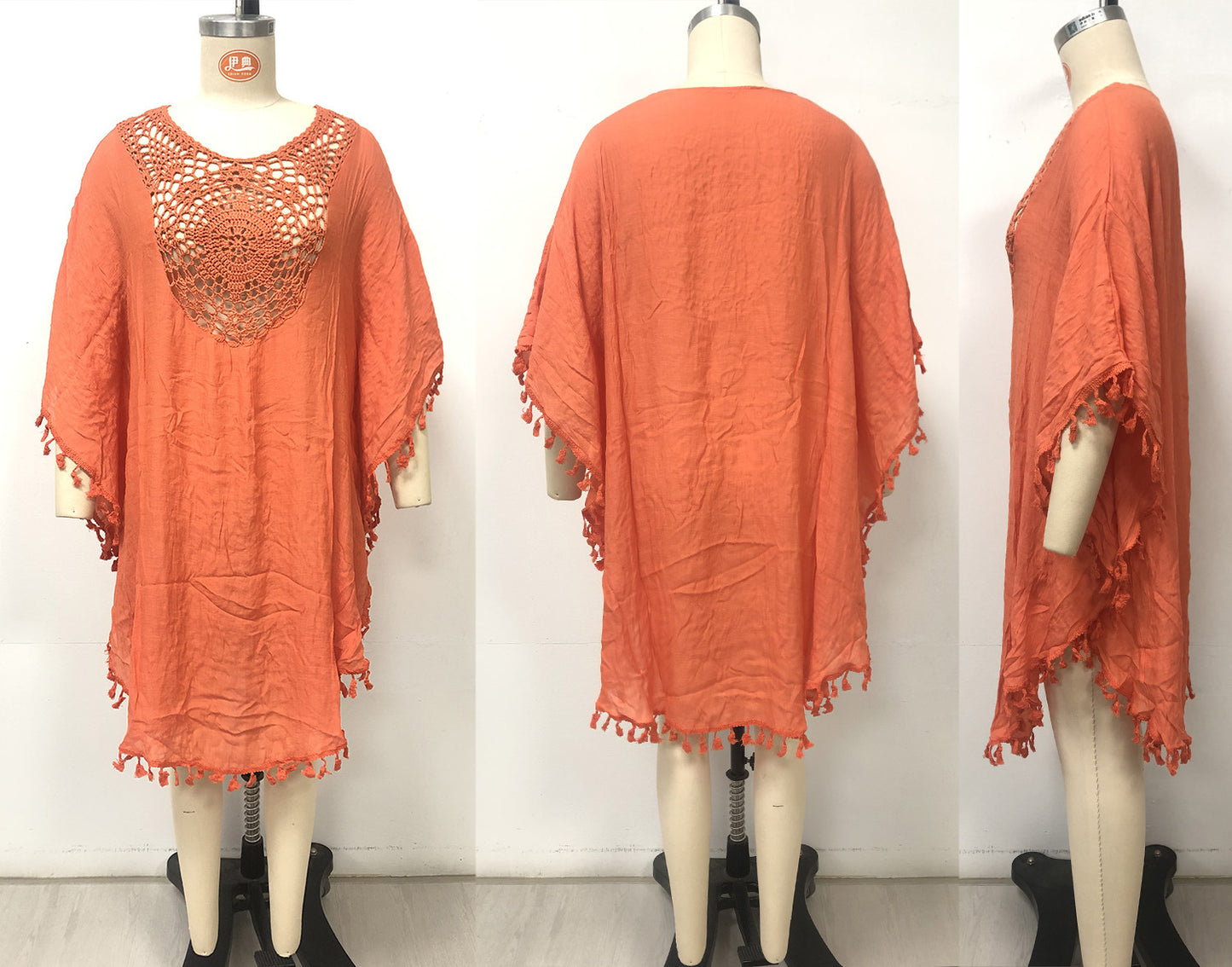 # Crochet-Patterned Tassel Beach Cover-Up
