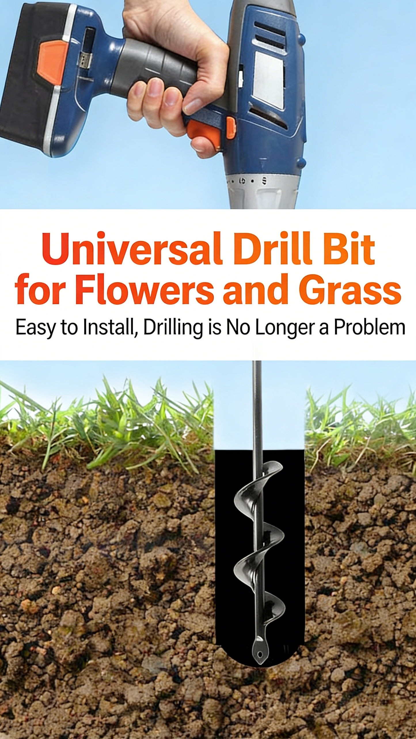Hand-held Drill Bit with Spiral Rod for Soil Drilling