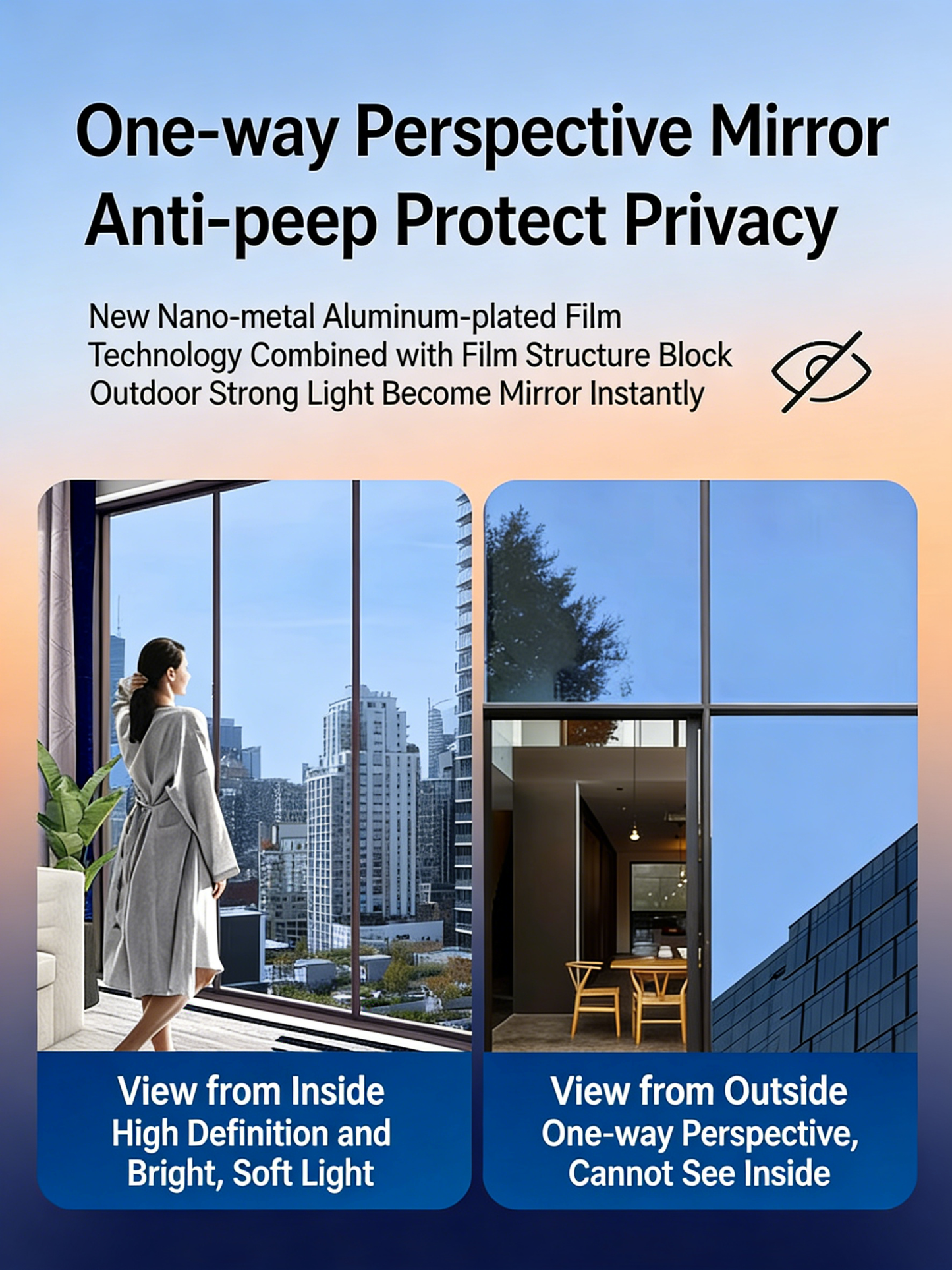 Home One-Way View Glass Sunscreen and Heat Insulation Film