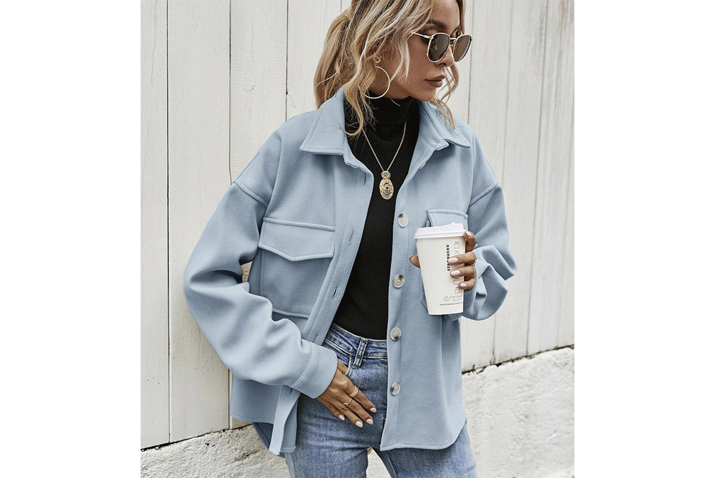 Thickened Solid Color Woolen Loose Jacket