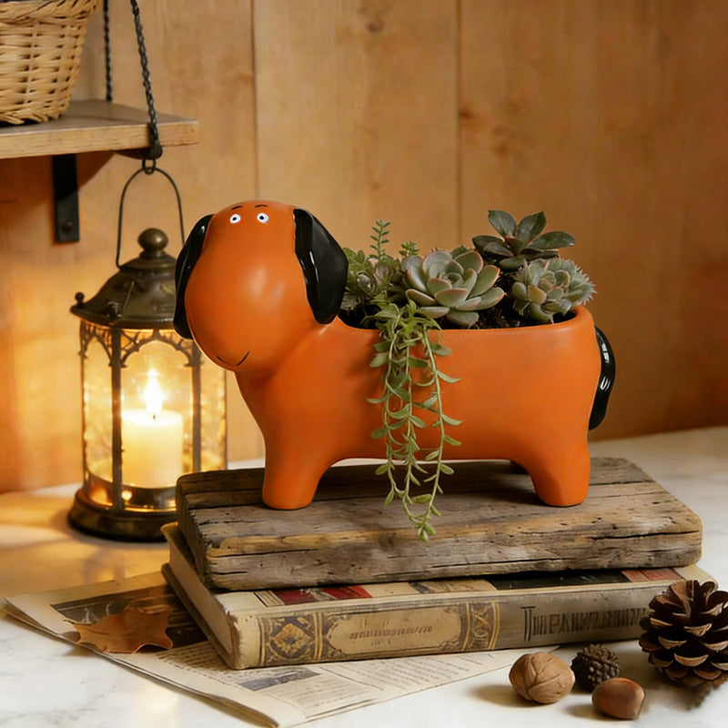 # Dachshund-Shaped Succulent Flower Pot Ornament