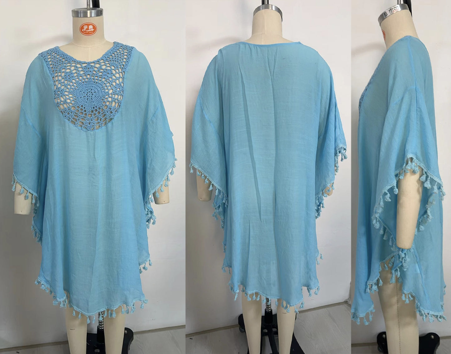 # Crochet-Patterned Tassel Beach Cover-Up