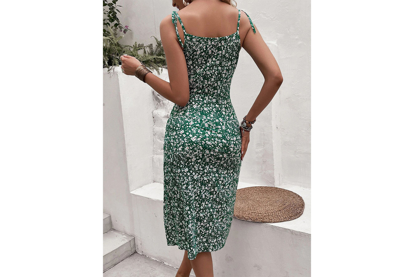 Sexy Floral Slit Strap Dress