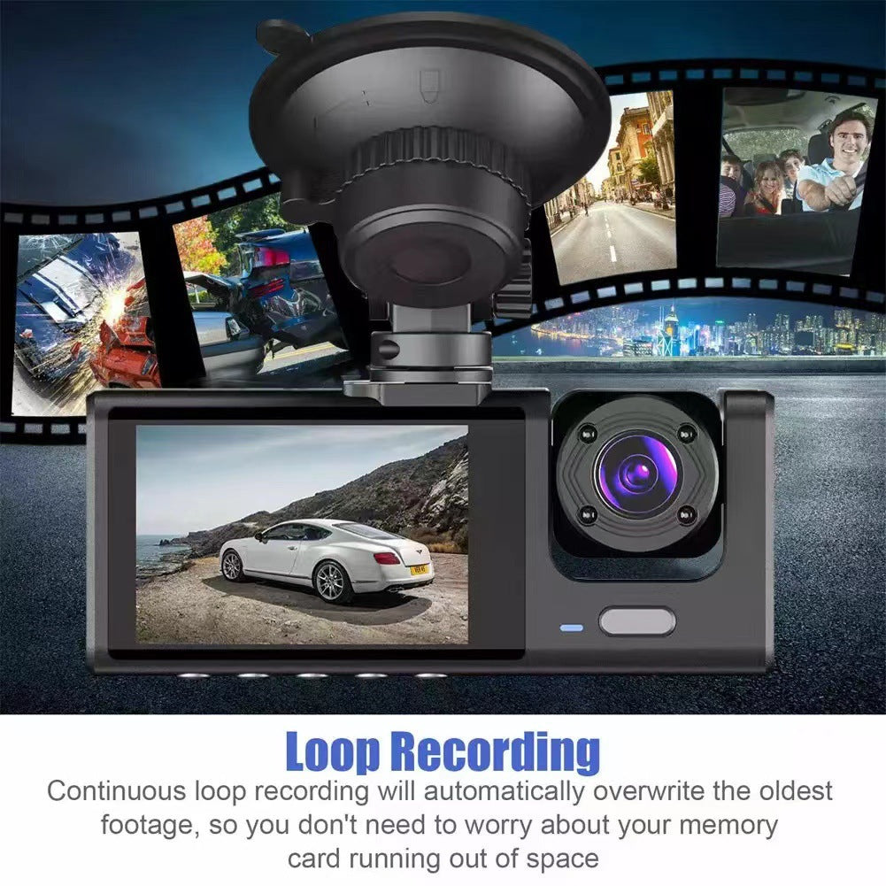 # 2-inch Screen Three-Channel HD Dash Cam