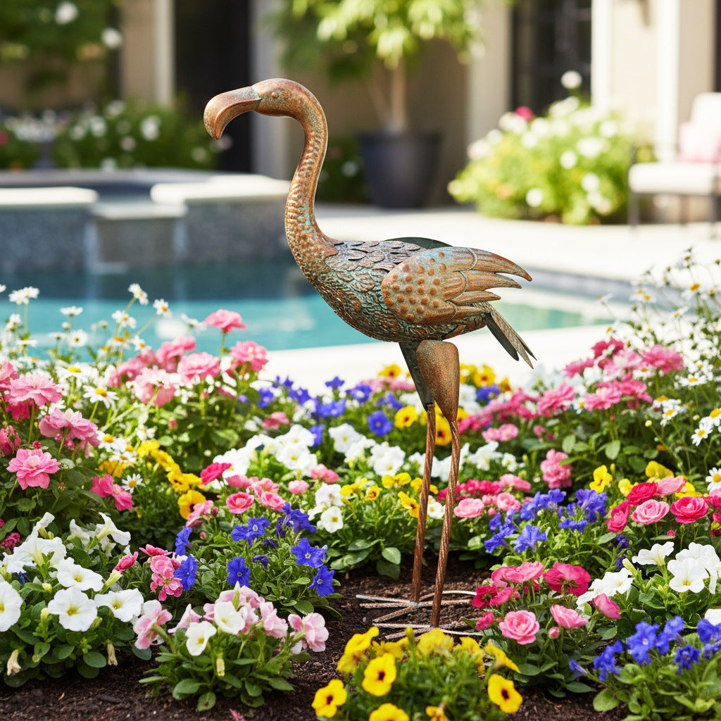 # Retro Iron Flamingo Sculpture Ornament