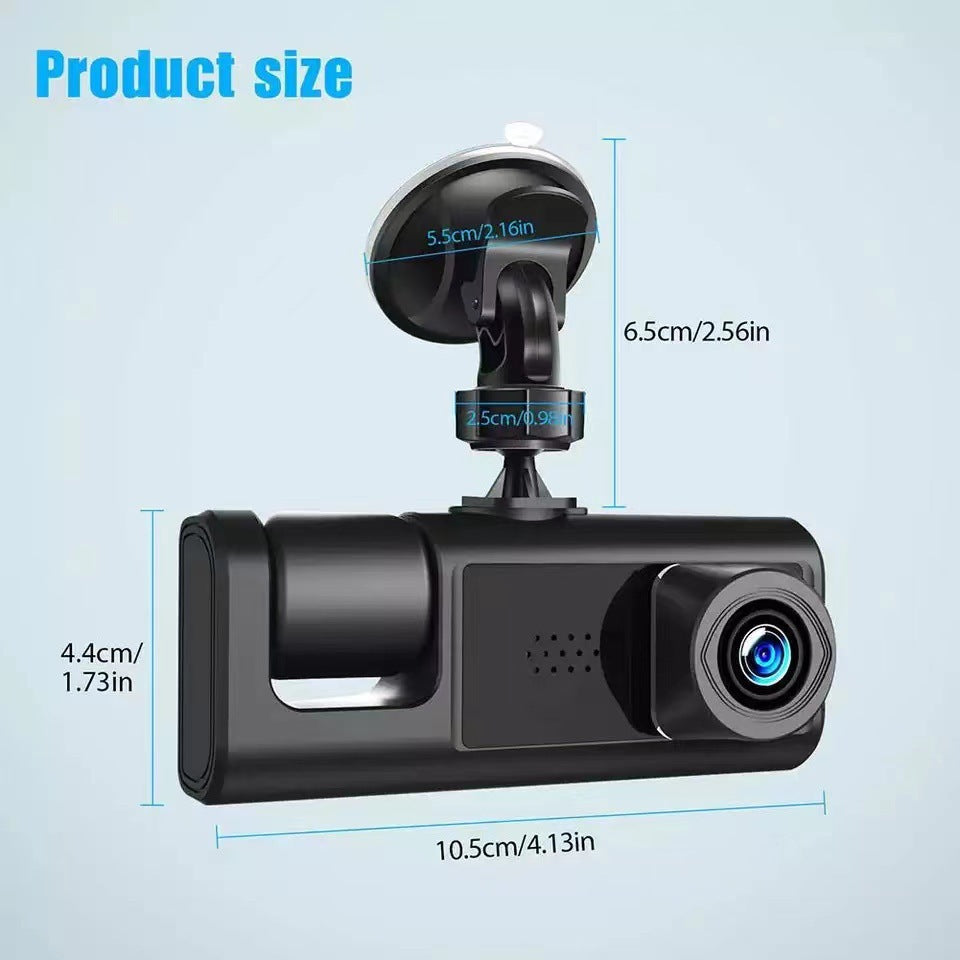 # 2-inch Screen Three-Channel HD Dash Cam