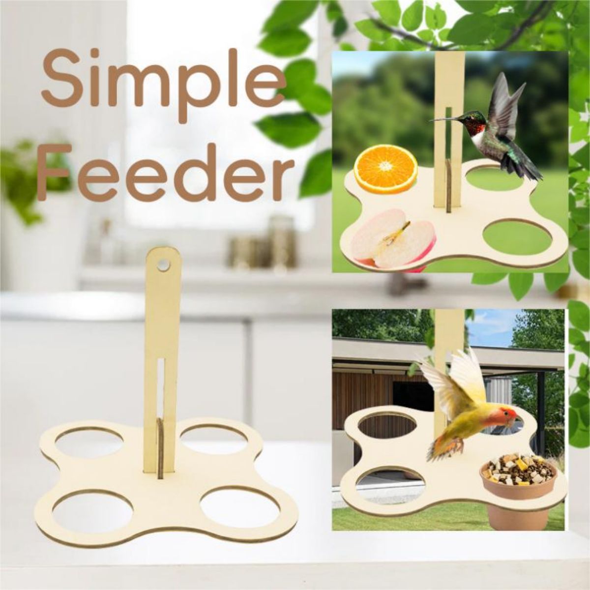 # Wooden Hanging Bird Feeder Tray