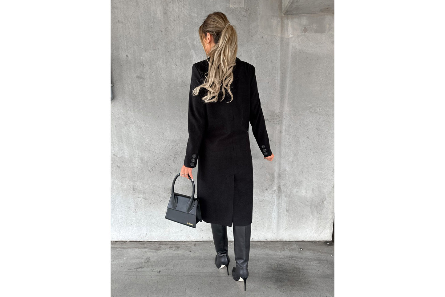 Simple Long-Sleeved Double-Breasted Woolen Jacket