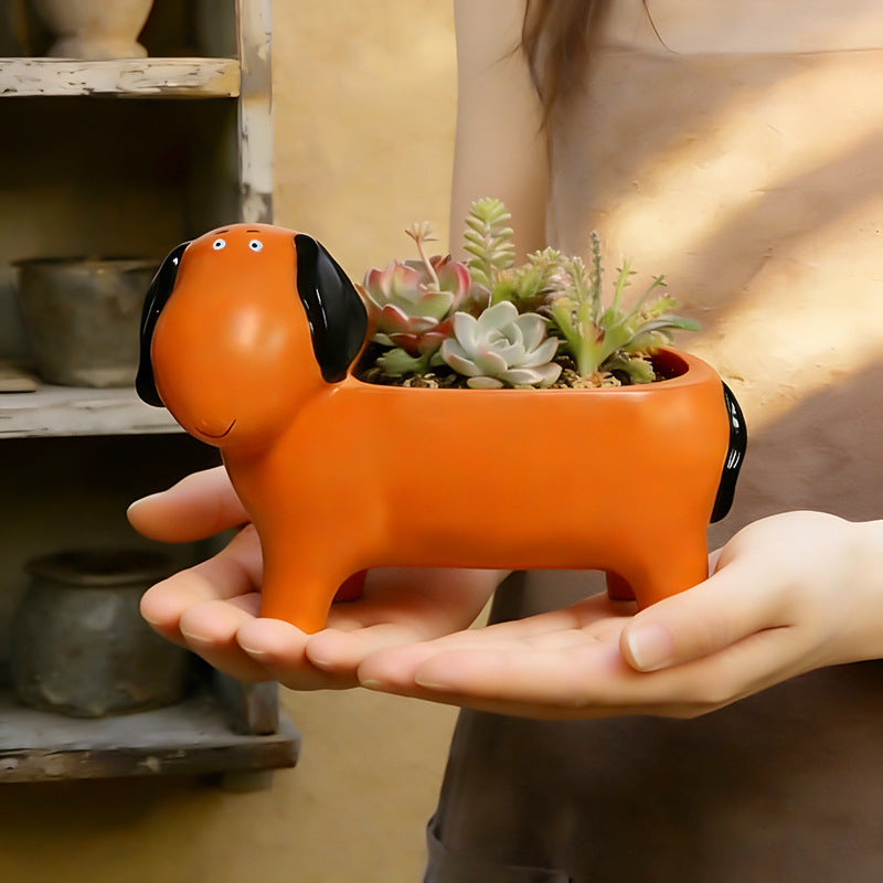 # Dachshund-Shaped Succulent Flower Pot Ornament