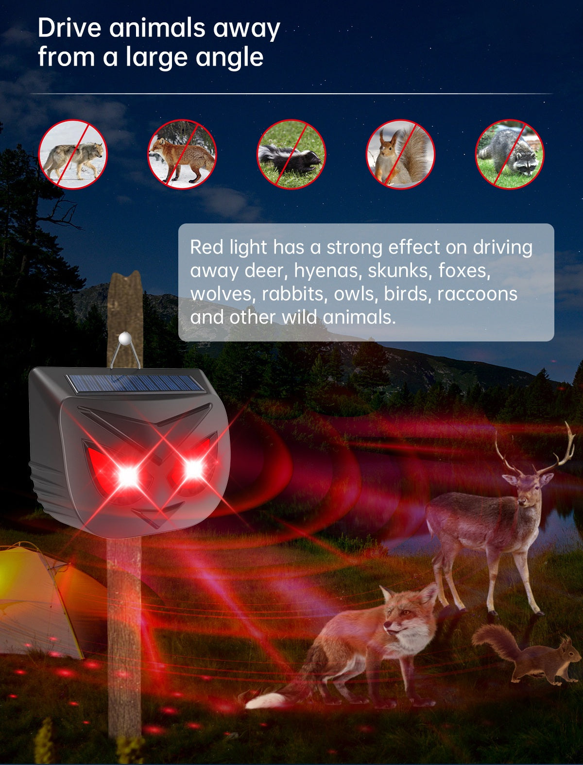 # Solar-Powered Flashing Outdoor Animal Repeller