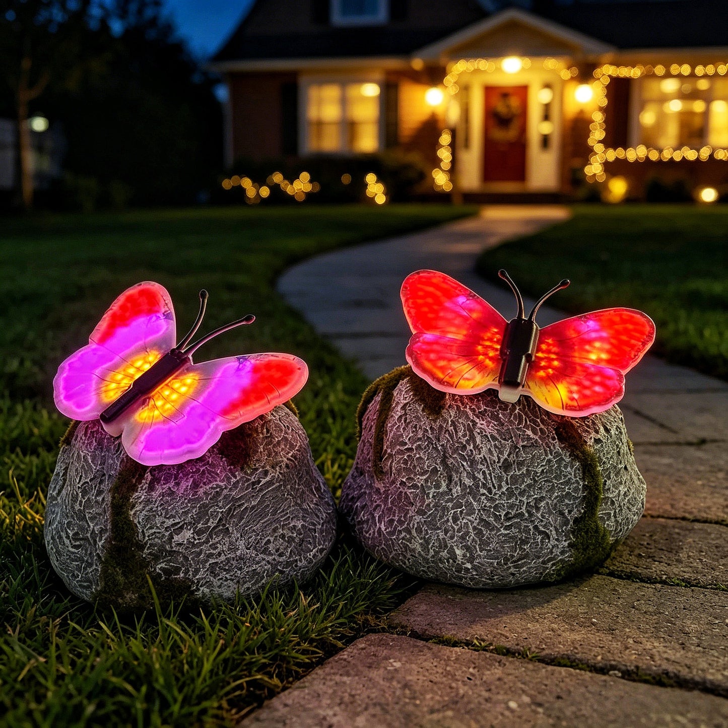 # Outdoor Butterfly-Shaped Stone Solar Lawn Light