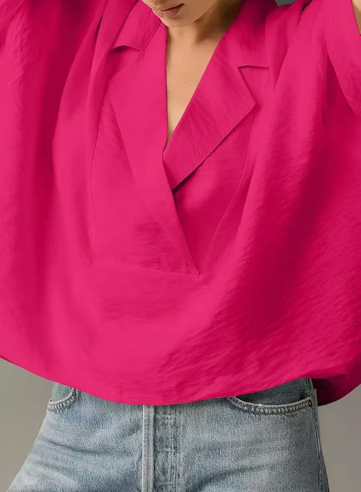 # Summer Collared Solid Color Casual Short-Sleeve Shirt