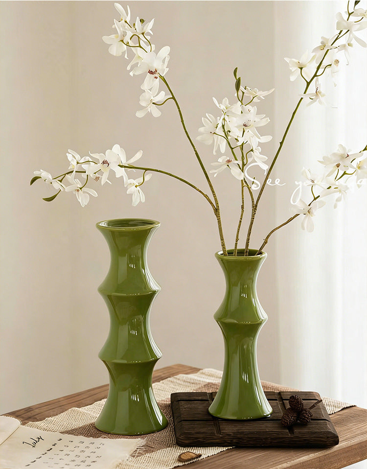 Bamboo-Shaped Ceramic Miniature Vase Ornament
