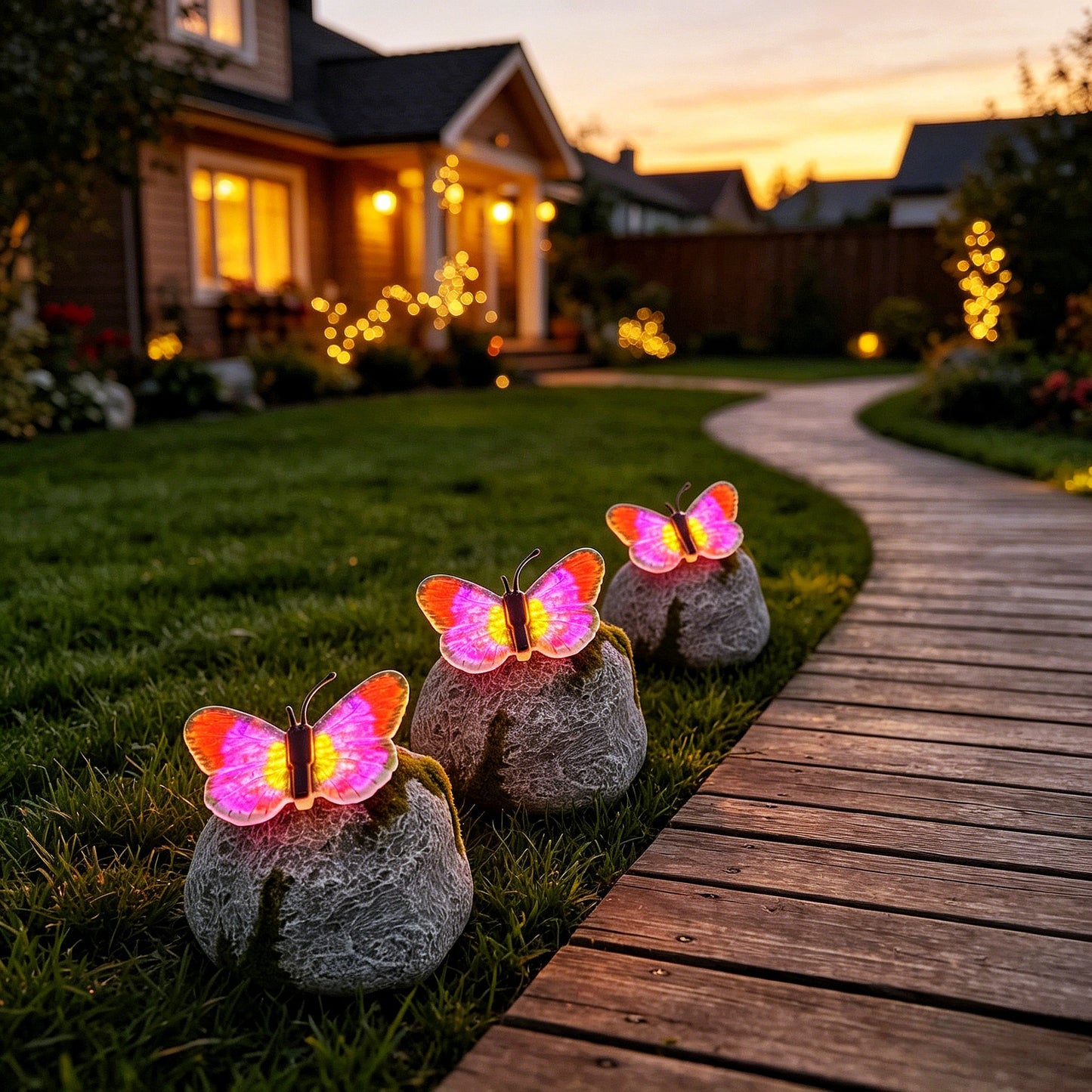 # Outdoor Butterfly-Shaped Stone Solar Lawn Light