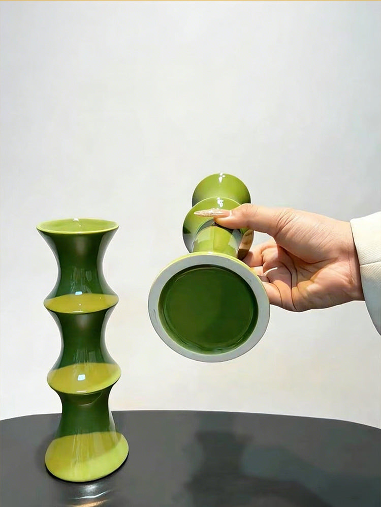 Bamboo-Shaped Ceramic Miniature Vase Ornament