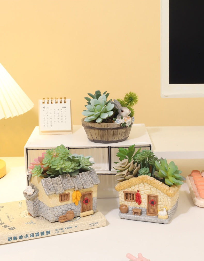 # Retro Country Style Artificial Succulent Bonsai