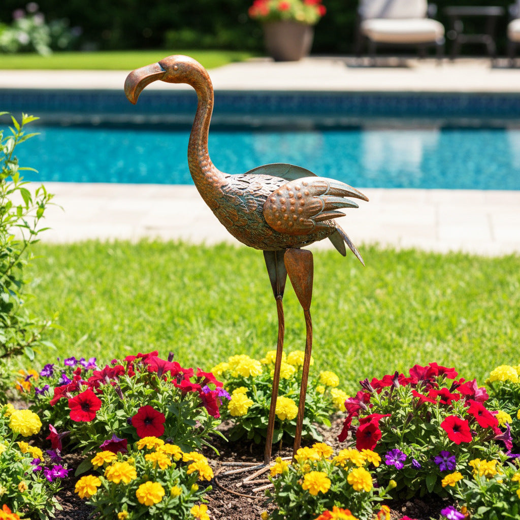 # Retro Iron Flamingo Sculpture Ornament