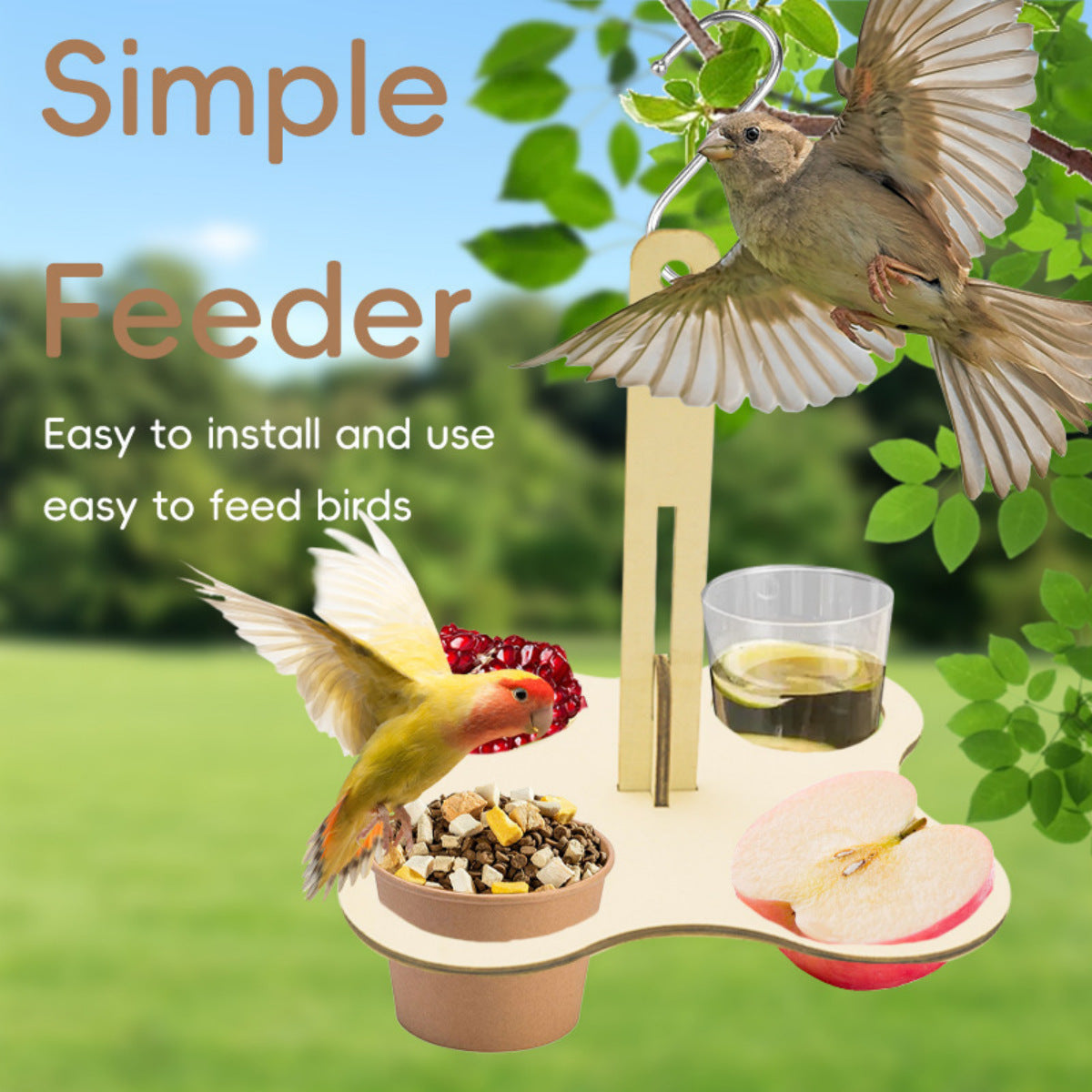 # Wooden Hanging Bird Feeder Tray