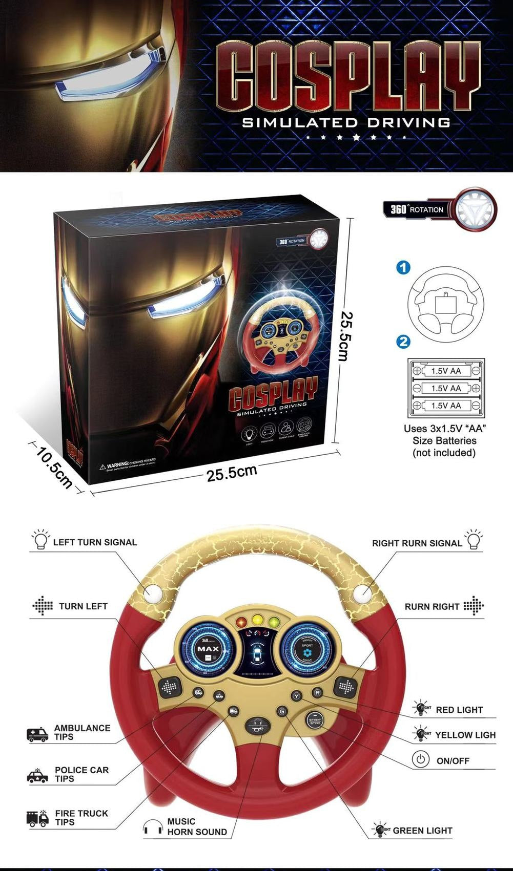 Passenger Seat Steering Wheel Toy