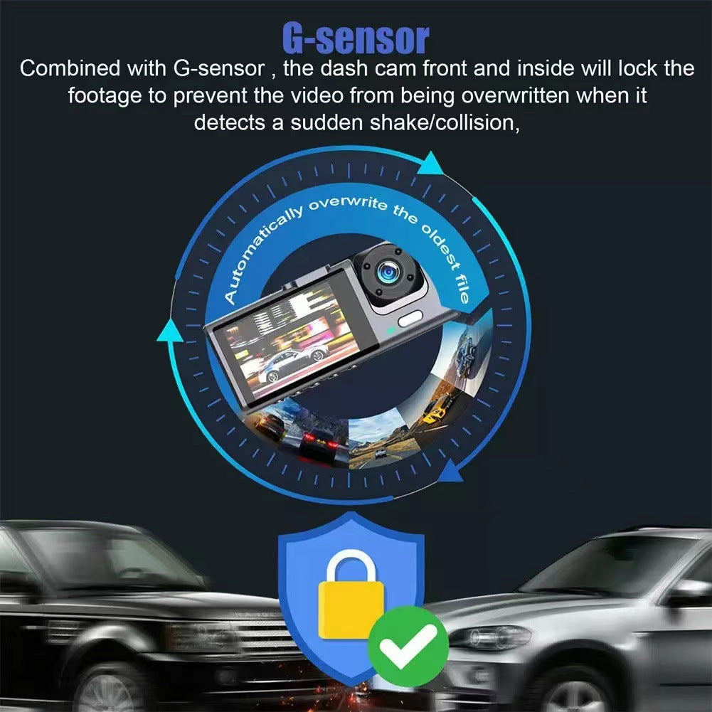 # 2-inch Screen Three-Channel HD Dash Cam