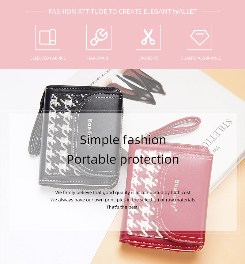 Women's Short Color-Blocked Zipper Coin Purse
