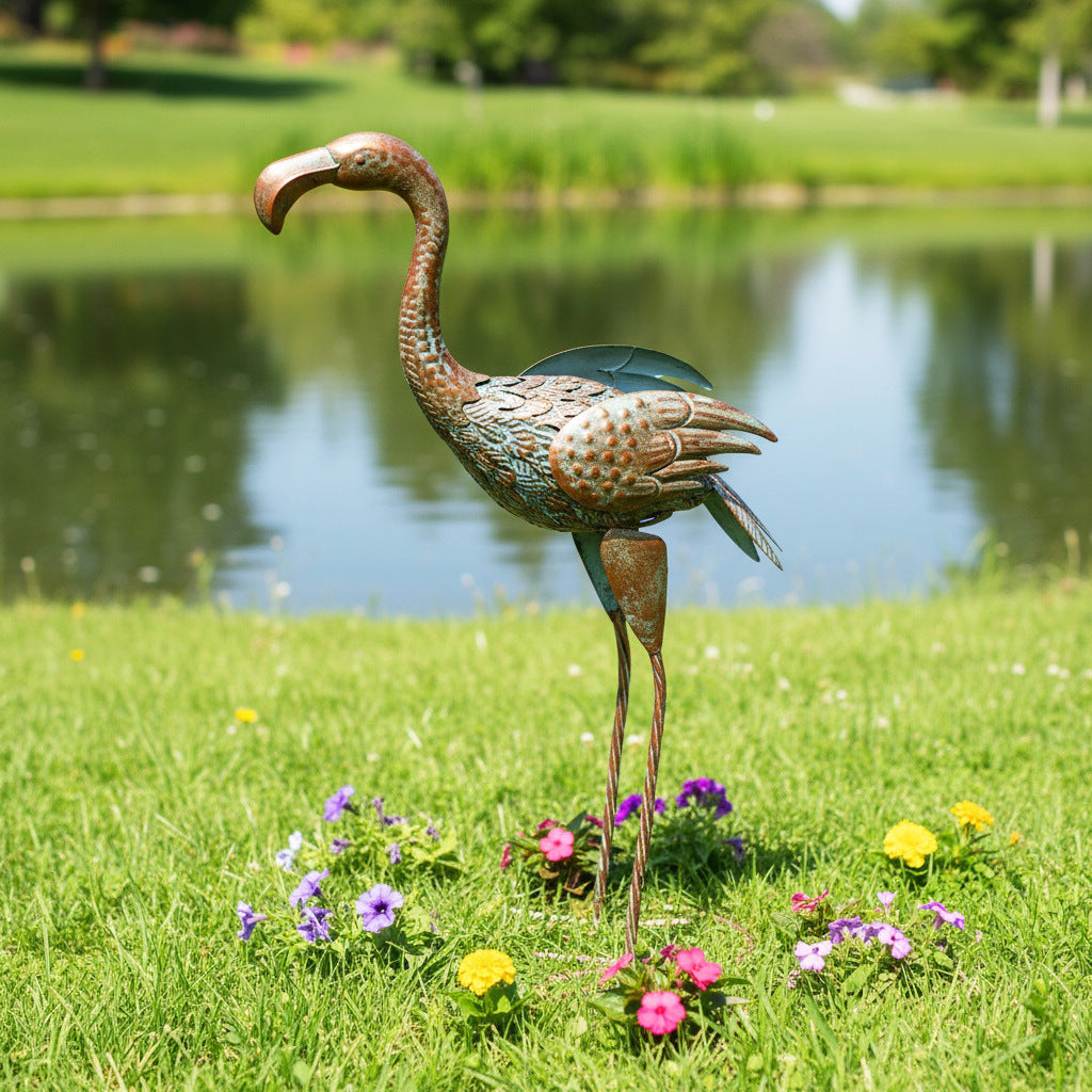 # Retro Iron Flamingo Sculpture Ornament