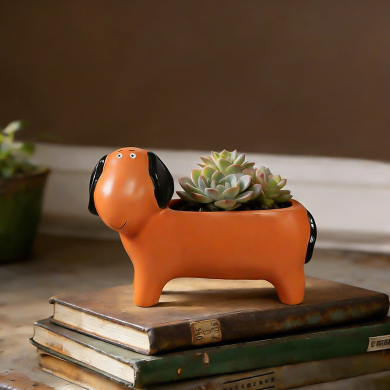 # Dachshund-Shaped Succulent Flower Pot Ornament