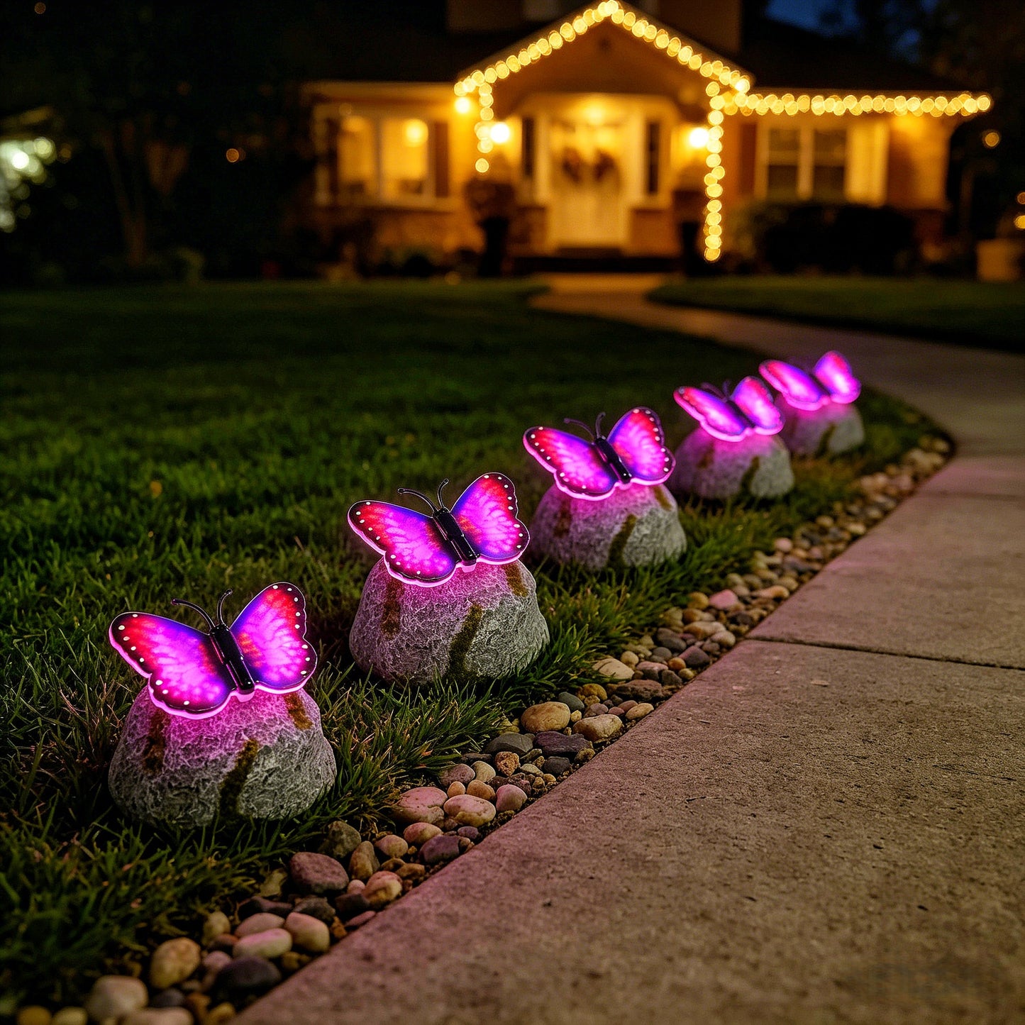 # Outdoor Butterfly-Shaped Stone Solar Lawn Light