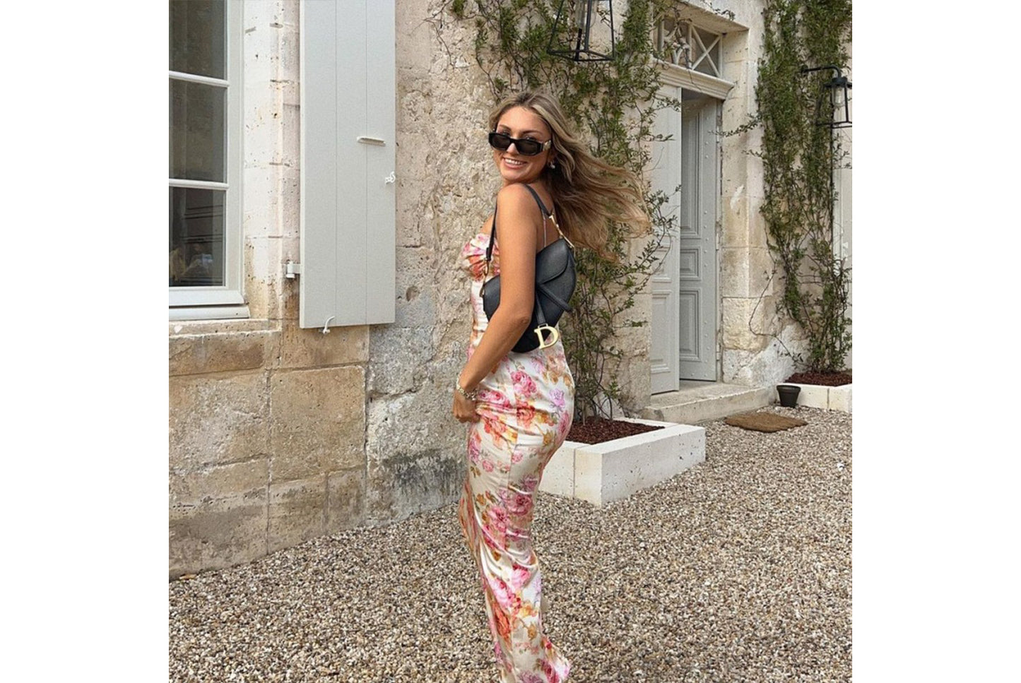 Fashionable Printed Fitted Backless Slip Dress