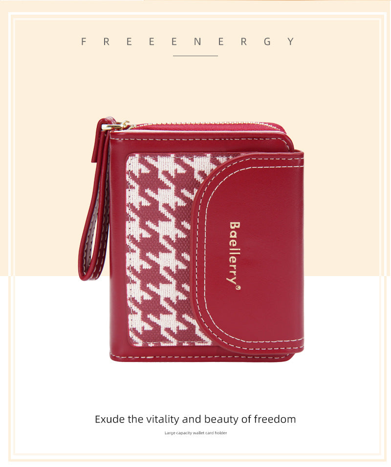 Women's Short Color-Blocked Zipper Coin Purse