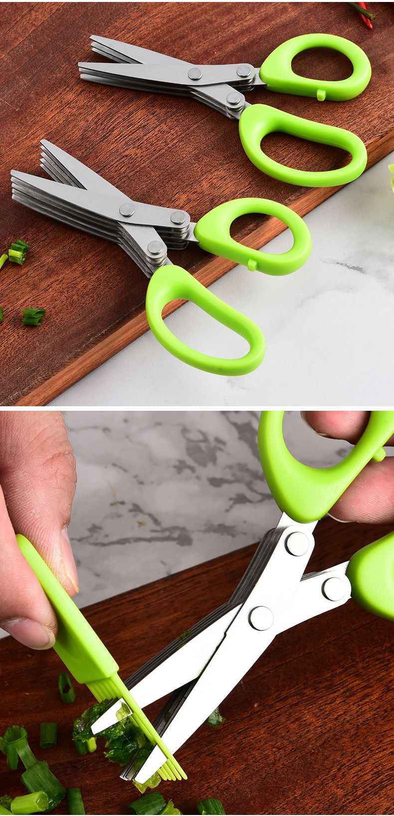 Multi-functional Multi-layer Scallion Scissors
