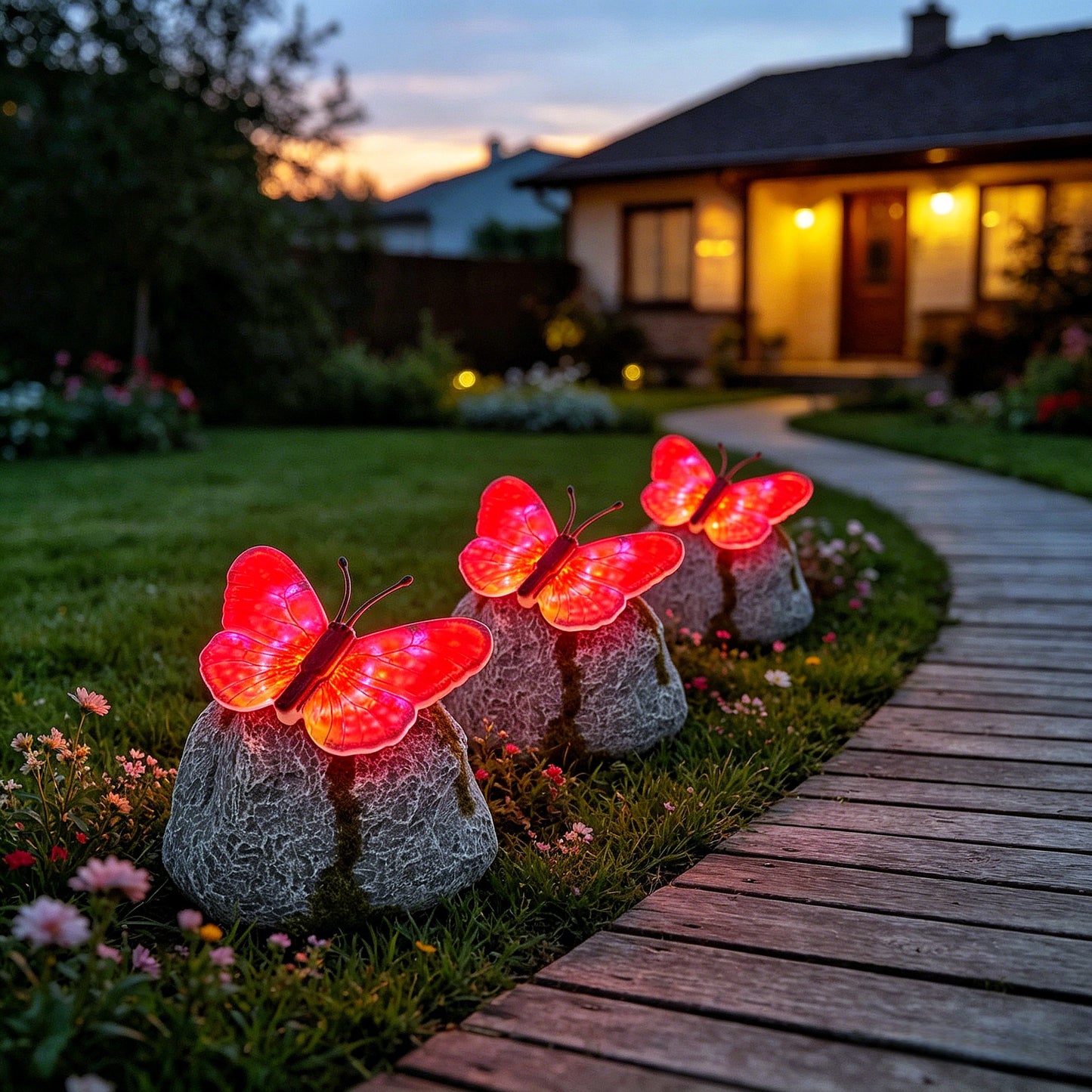# Outdoor Butterfly-Shaped Stone Solar Lawn Light