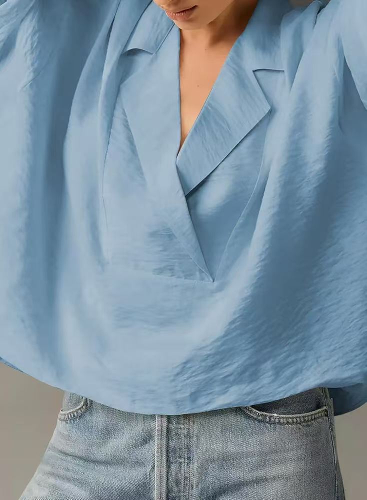 # Summer Collared Solid Color Casual Short-Sleeve Shirt