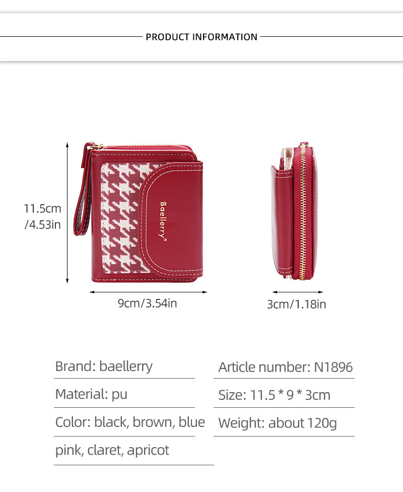 Women's Short Color-Blocked Zipper Coin Purse