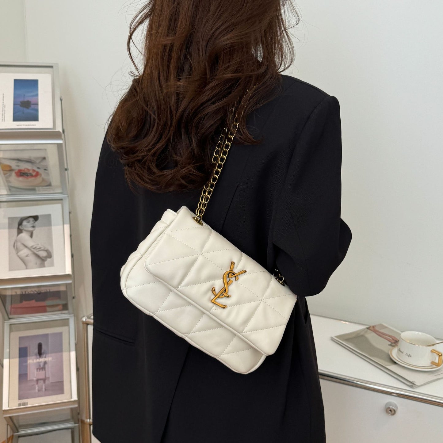 # Quilted Chain Shoulder/Crossbody Small Square Bag