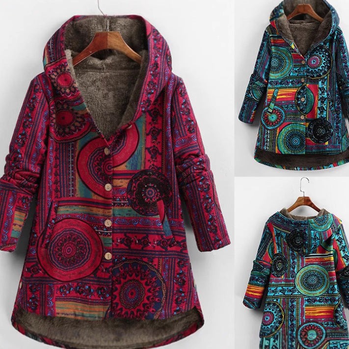 Women's Winter Printed Composite Casual Jacket
