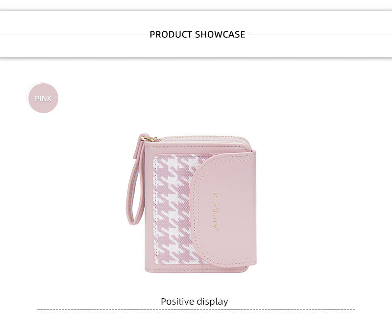 Women's Short Color-Blocked Zipper Coin Purse