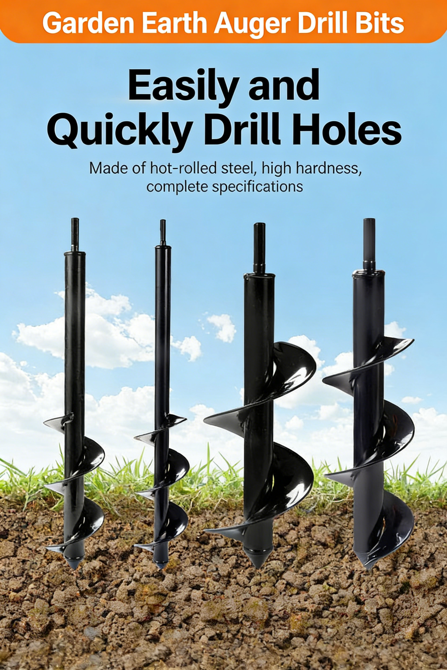 Hand-held Drill Bit with Spiral Rod for Soil Drilling
