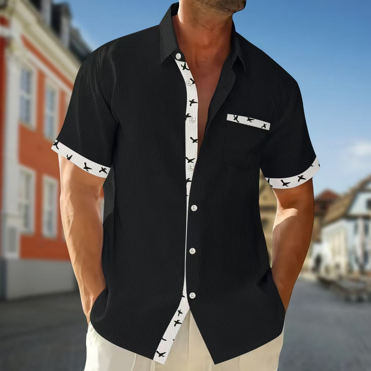 # Men's Summer Color-Blocked Casual Short-Sleeve T-Shirt