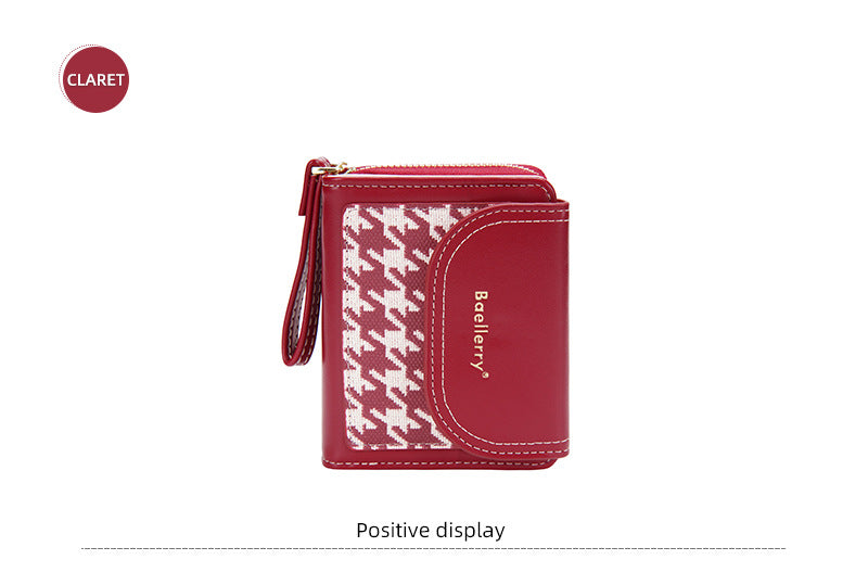Women's Short Color-Blocked Zipper Coin Purse