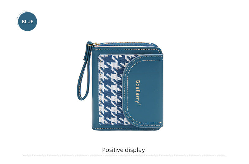 Women's Short Color-Blocked Zipper Coin Purse