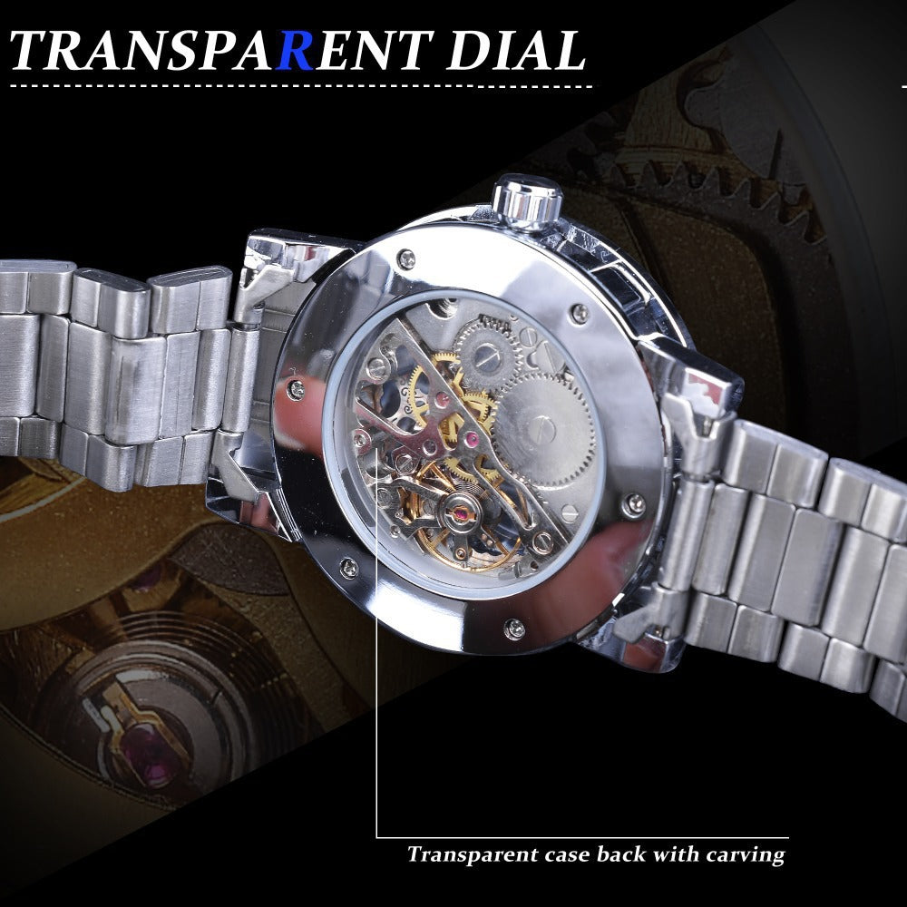 Stylish Casual Skeletonized Rhinestone Men's Mechanical Watch