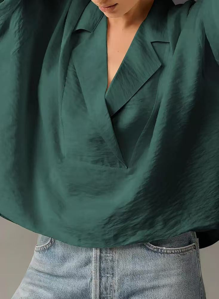 # Summer Collared Solid Color Casual Short-Sleeve Shirt