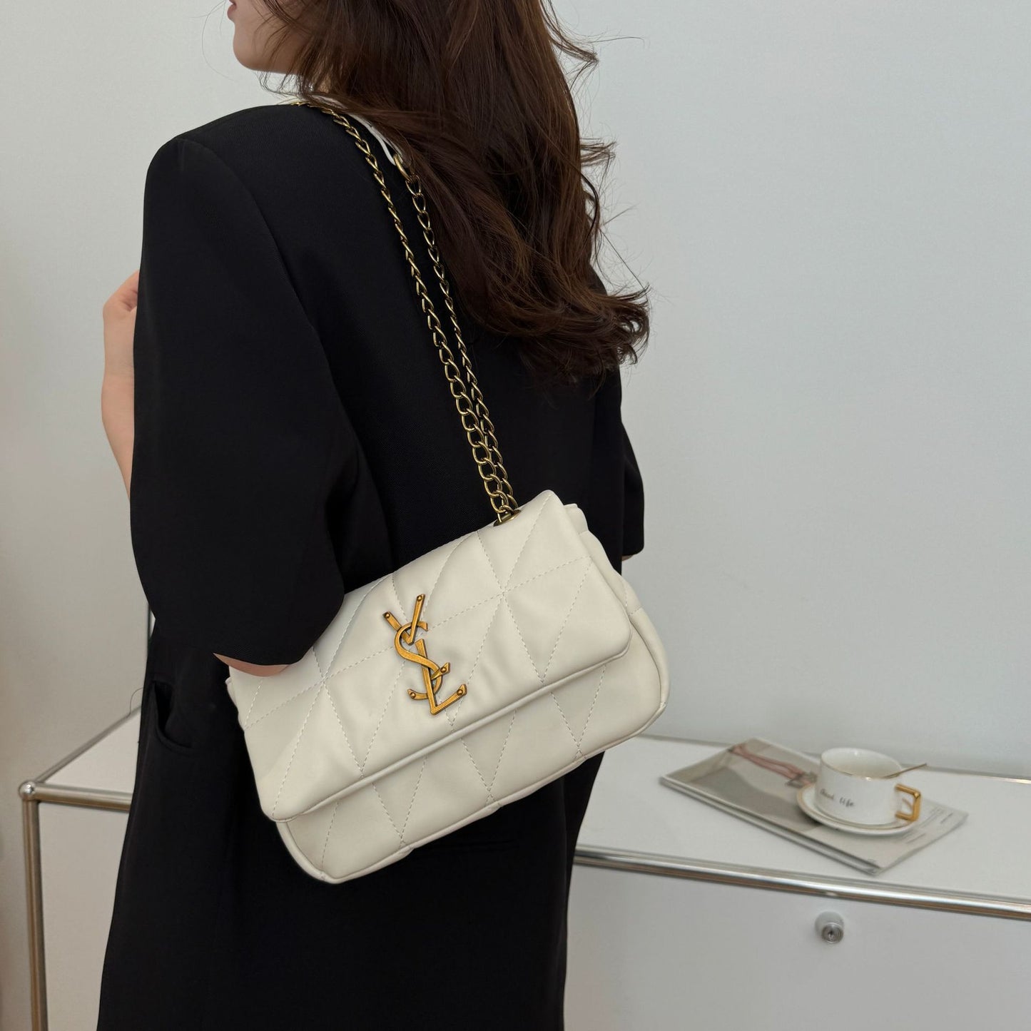 # Quilted Chain Shoulder/Crossbody Small Square Bag