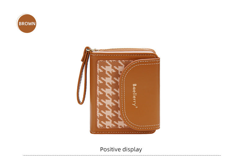 Women's Short Color-Blocked Zipper Coin Purse
